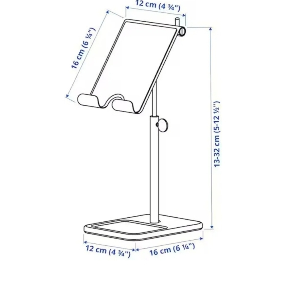 Adjustable Tablet Stand With Accessory Hanger And Cork Surface - Silver & White - Picture 4 of 10